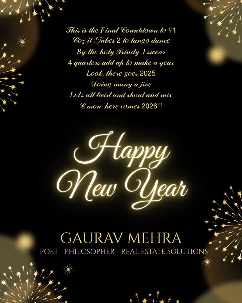 New Year Greetings in Black and Gold